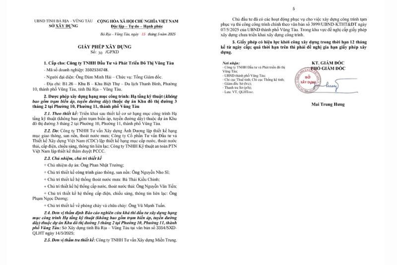 Hệ thống giấy phép xây dựng được cấp đầy đủ – hoàn thiện pháp lý Blanca City cho từng giai đoạn triển khai.