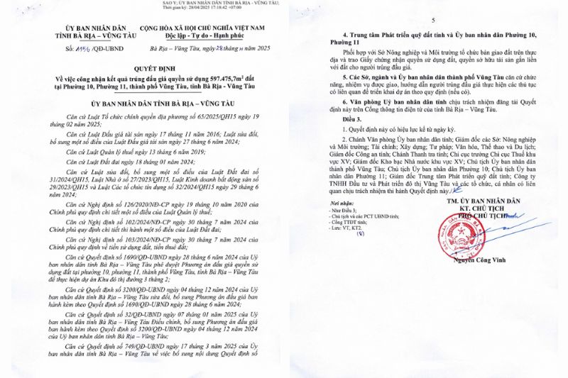 Quyết định công nhận kết quả trúng đấu giá – bước khởi đầu minh bạch trong hệ thống pháp lý Blanca City.